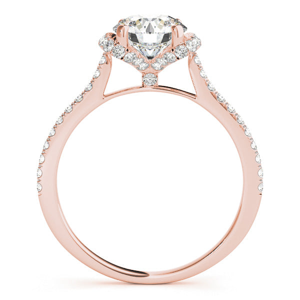 Statement Sidestone Round Diamond Engagement Ring — 9K/18K Gold & Platinum