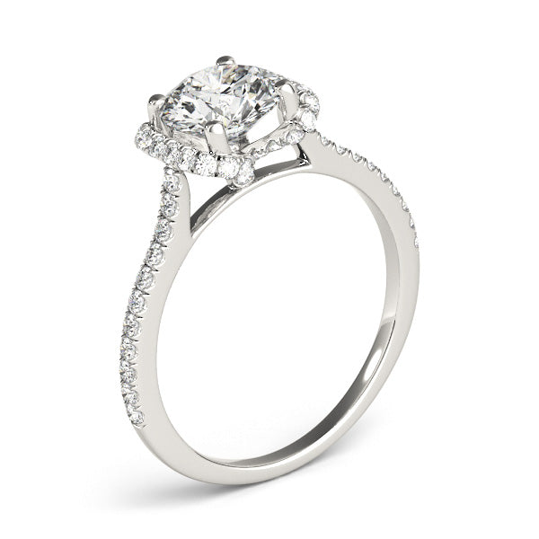 Statement Sidestone Round Diamond Engagement Ring — 9K/18K Gold & Platinum