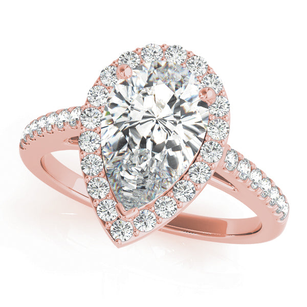 Resplendent Shape Halo Pear Diamond Engagement Ring — 9K/18K Gold & Platinum