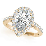 Resplendent Shape Halo Pear Diamond Engagement Ring — 9K/18K Gold & Platinum