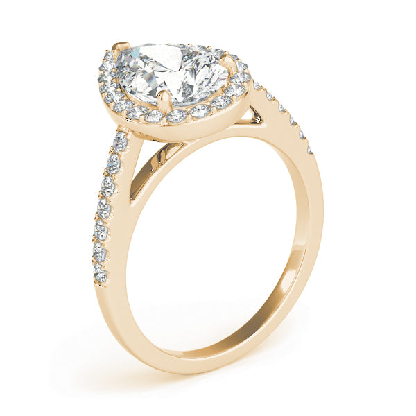 Resplendent Shape Halo Pear Diamond Engagement Ring — 9K/18K Gold & Platinum