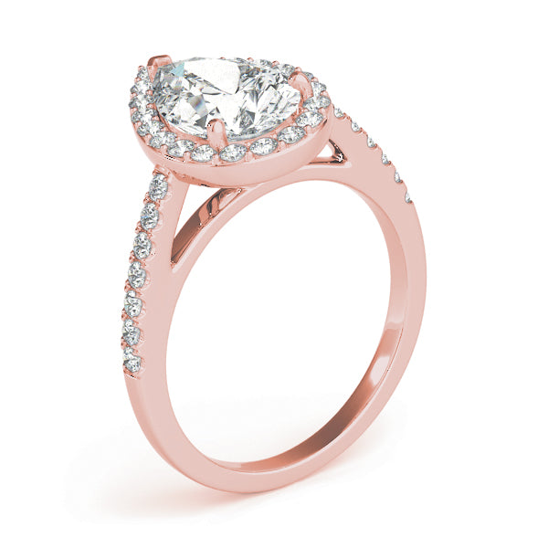 Resplendent Shape Halo Pear Diamond Engagement Ring — 9K/18K Gold & Platinum