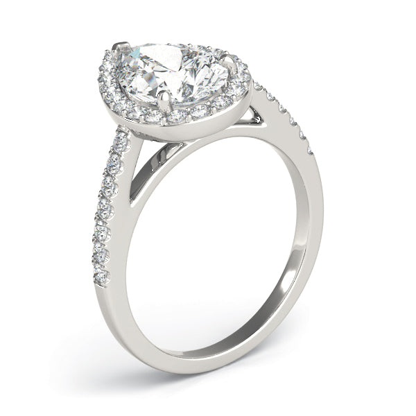 Resplendent Shape Halo Pear Diamond Engagement Ring — 9K/18K Gold & Platinum