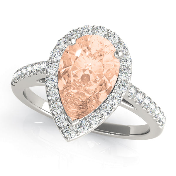 Resplendent Shape Halo Pear Diamond Engagement Ring — 9K/18K Gold & Platinum
