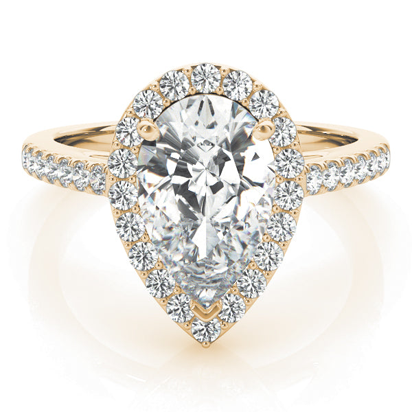 Resplendent Shape Halo Pear Diamond Engagement Ring — 9K/18K Gold & Platinum