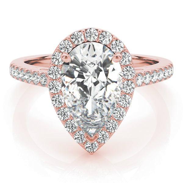 Resplendent Shape Halo Pear Diamond Engagement Ring — 9K/18K Gold & Platinum