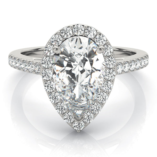 Resplendent Shape Halo Pear Diamond Engagement Ring — 9K/18K Gold & Platinum