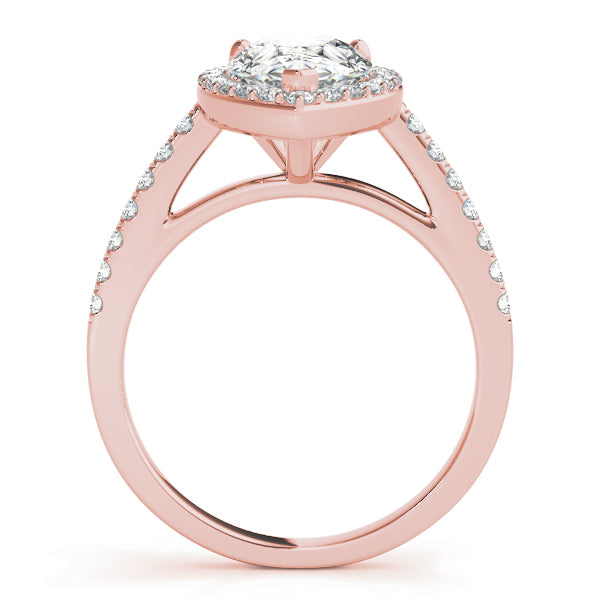 Resplendent Shape Halo Pear Diamond Engagement Ring — 9K/18K Gold & Platinum