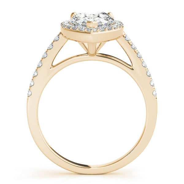 Resplendent Shape Halo Pear Diamond Engagement Ring — 9K/18K Gold & Platinum