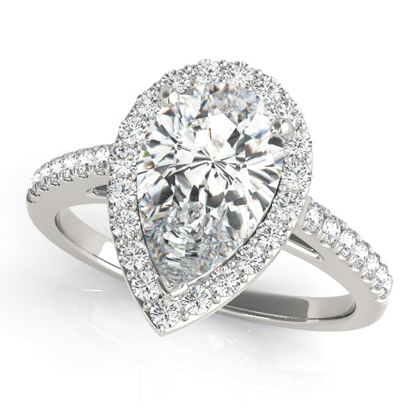 Resplendent Shape Halo Pear Diamond Engagement Ring — 9K/18K Gold & Platinum