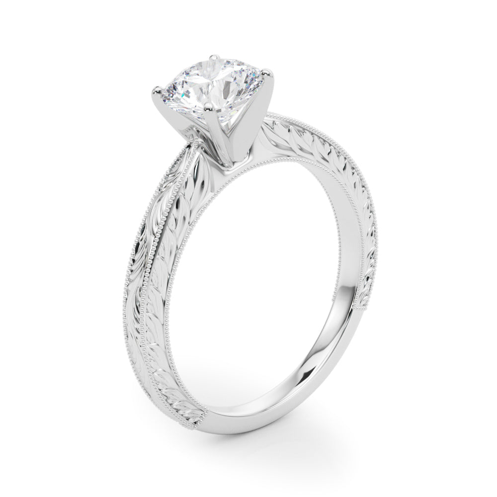 Noble Remount Round Diamond Engagement Ring — 9K/18K Gold & Platinum