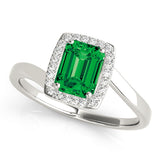 Opulent Sidestone Emerald Diamond Engagement Ring — 9K/18K Gold & Platinum