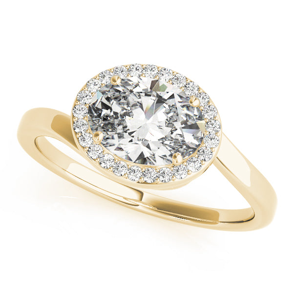 Noble Sidestone Oval Diamond Engagement Ring — 9K/18K Gold & Platinum