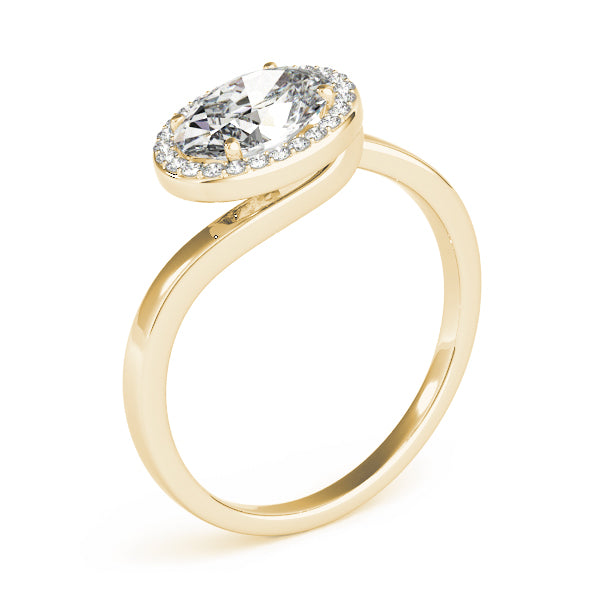 Noble Sidestone Oval Diamond Engagement Ring — 9K/18K Gold & Platinum