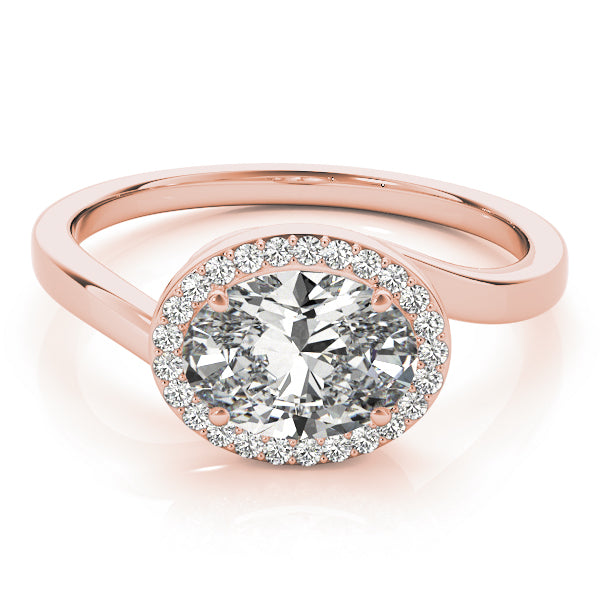 Noble Sidestone Oval Diamond Engagement Ring — 9K/18K Gold & Platinum