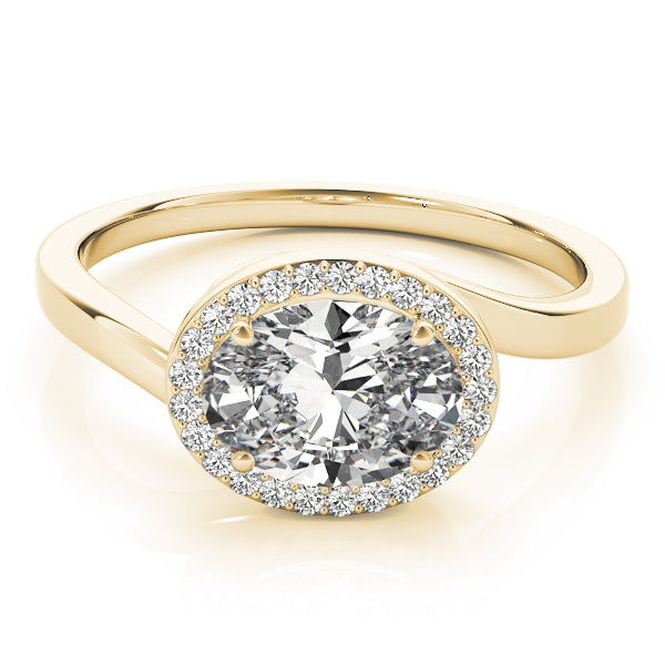 Noble Sidestone Oval Diamond Engagement Ring — 9K/18K Gold & Platinum