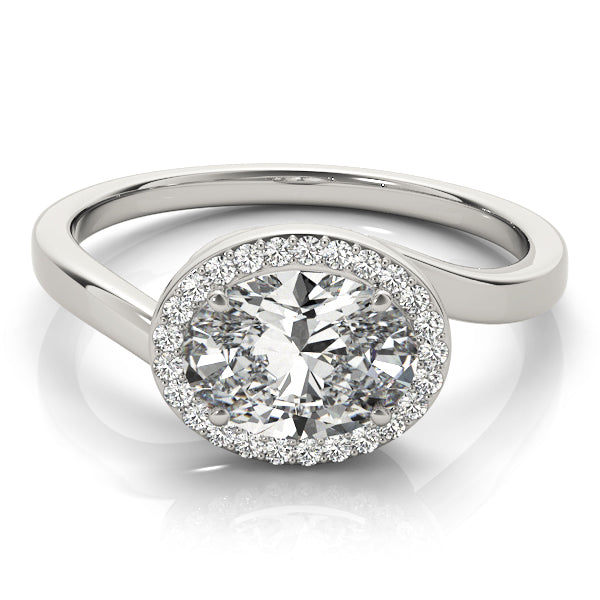Noble Sidestone Oval Diamond Engagement Ring — 9K/18K Gold & Platinum