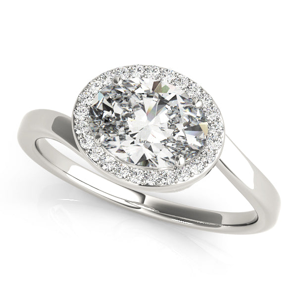 Noble Sidestone Oval Diamond Engagement Ring — 9K/18K Gold & Platinum