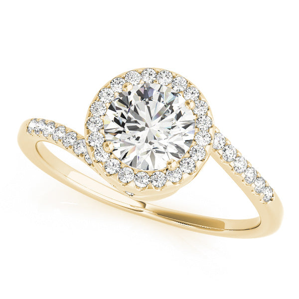 Crowned Sidestone Round Diamond Engagement Ring — 9K/18K Gold & Platinum