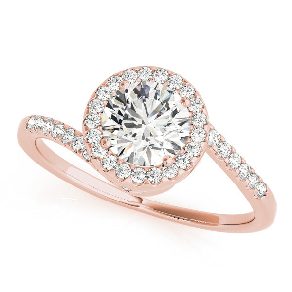 Crowned Sidestone Round Diamond Engagement Ring — 9K/18K Gold & Platinum