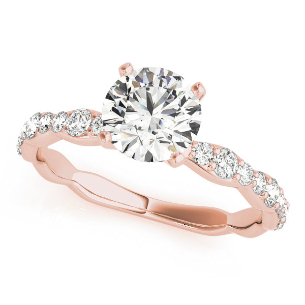 Graceful Sidestone Round Diamond Engagement Ring — 9K/18K Gold & Platinum