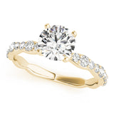Graceful Sidestone Round Diamond Engagement Ring — 9K/18K Gold & Platinum