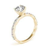 Graceful Sidestone Round Diamond Engagement Ring — 9K/18K Gold & Platinum