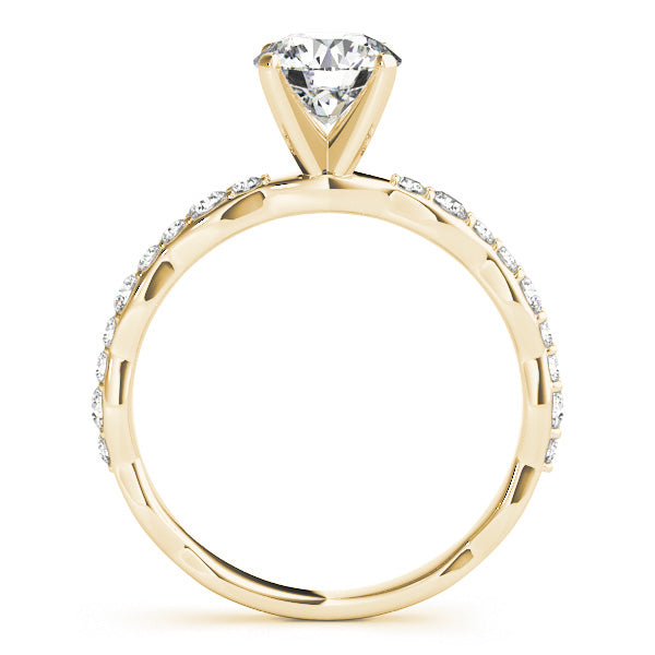 Graceful Sidestone Round Diamond Engagement Ring — 9K/18K Gold & Platinum