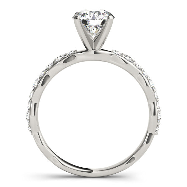 Graceful Sidestone Round Diamond Engagement Ring — 9K/18K Gold & Platinum