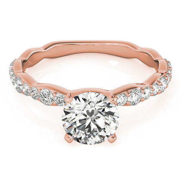 Graceful Sidestone Round Diamond Engagement Ring — 9K/18K Gold & Platinum