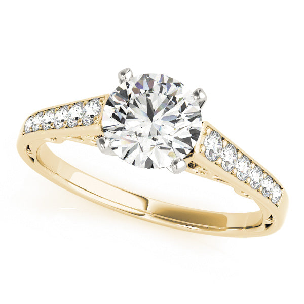 Dazzling Sidestone Round Diamond Engagement Ring — 9K/18K Gold & Platinum