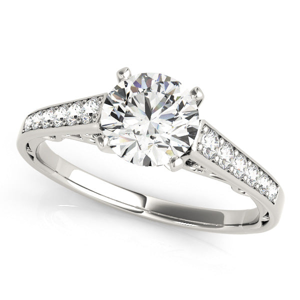 Dazzling Sidestone Round Diamond Engagement Ring — 9K/18K Gold & Platinum