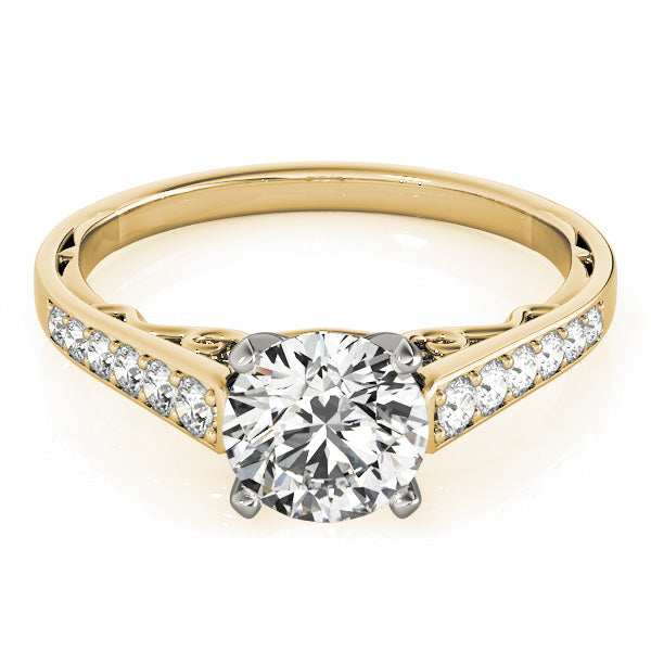 Dazzling Sidestone Round Diamond Engagement Ring — 9K/18K Gold & Platinum