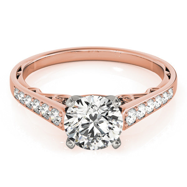 Dazzling Sidestone Round Diamond Engagement Ring — 9K/18K Gold & Platinum