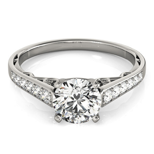 Dazzling Sidestone Round Diamond Engagement Ring — 9K/18K Gold & Platinum