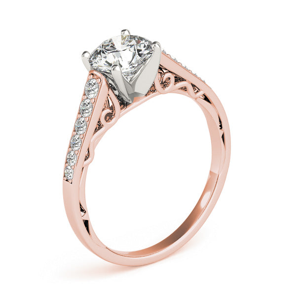 Dazzling Sidestone Round Diamond Engagement Ring — 9K/18K Gold & Platinum