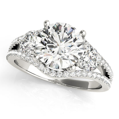 A diamond ring with a large central gemstone and smaller stones 