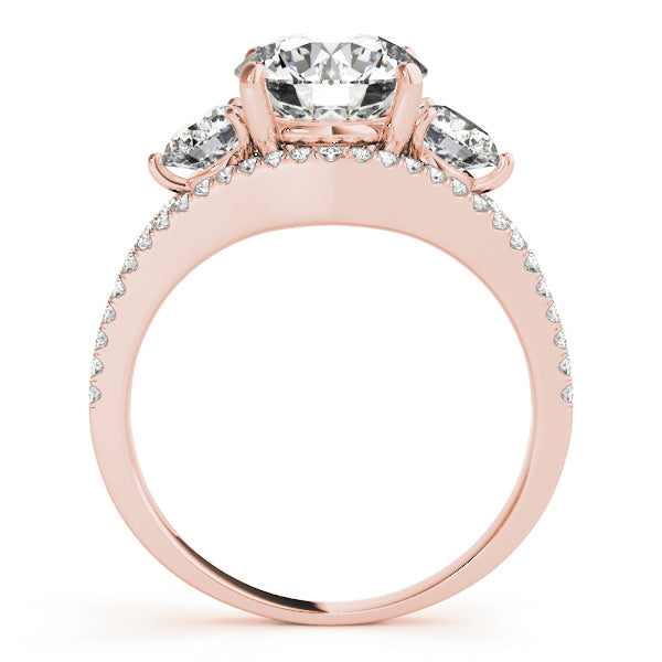 Rose gold ring with three diamonds