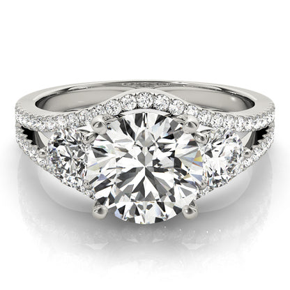 A diamond ring with a large central gemstone and smaller stones 