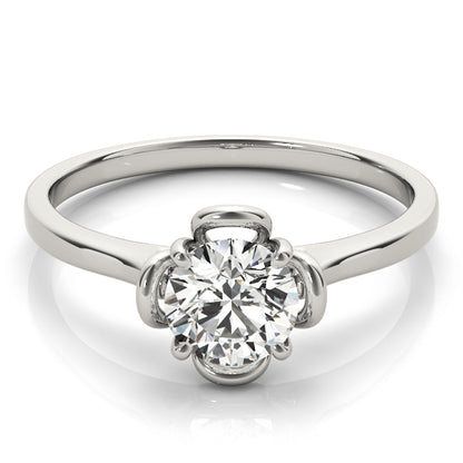 Lab-Grown Round Cut Diamond 4-Prong Solitaire Engagement Ring. 