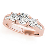 Classic Three-Stone Plus Engagement Ring Round Diamond Engagement Ring — 9K/18K Gold & Platinum