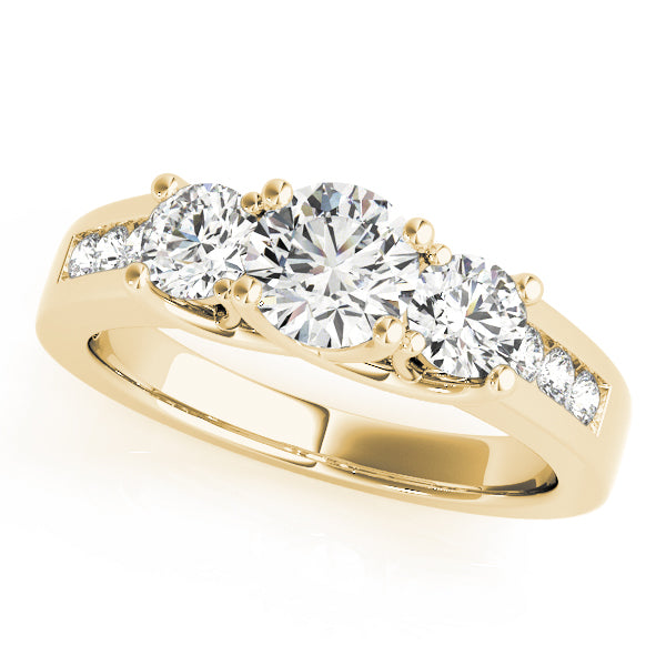 Classic Three-Stone Plus Engagement Ring Round Diamond Engagement Ring — 9K/18K Gold & Platinum
