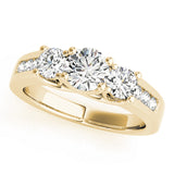 Classic Three-Stone Plus Engagement Ring Round Diamond Engagement Ring — 9K/18K Gold & Platinum