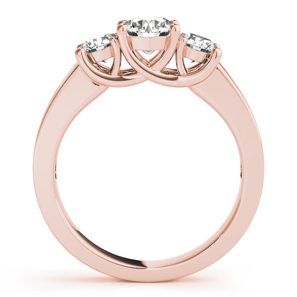 Classic Three-Stone Plus Engagement Ring Round Diamond Engagement Ring — 9K/18K Gold & Platinum