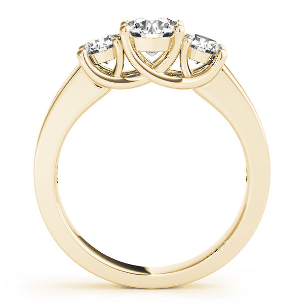 Classic Three-Stone Plus Engagement Ring Round Diamond Engagement Ring — 9K/18K Gold & Platinum
