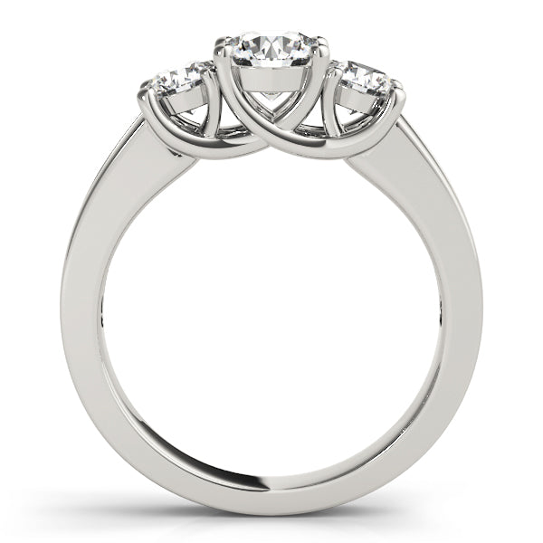 Classic Three-Stone Plus Engagement Ring Round Diamond Engagement Ring — 9K/18K Gold & Platinum