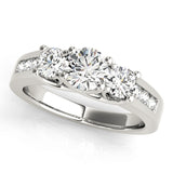 Classic Three-Stone Plus Engagement Ring Round Diamond Engagement Ring — 9K/18K Gold & Platinum