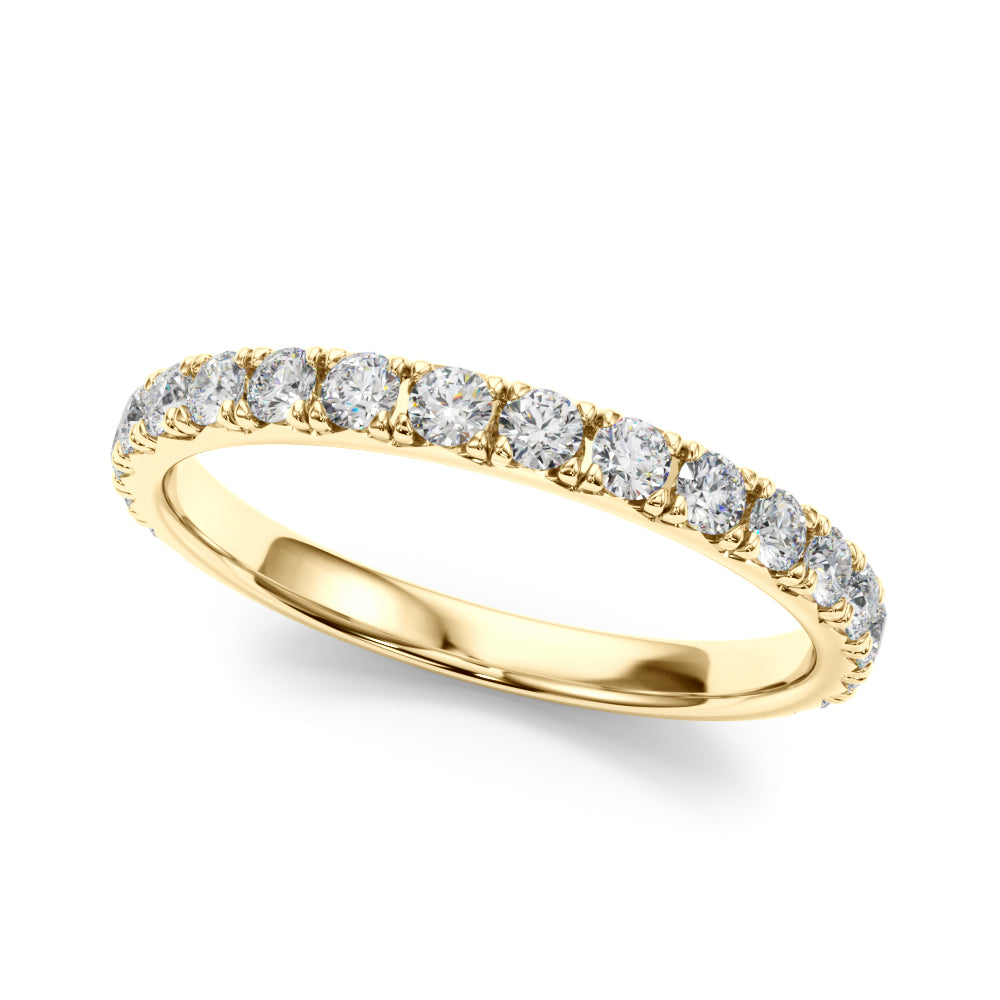 French-Cut Round Diamond Half Eternity Ring in Gold & Platinum