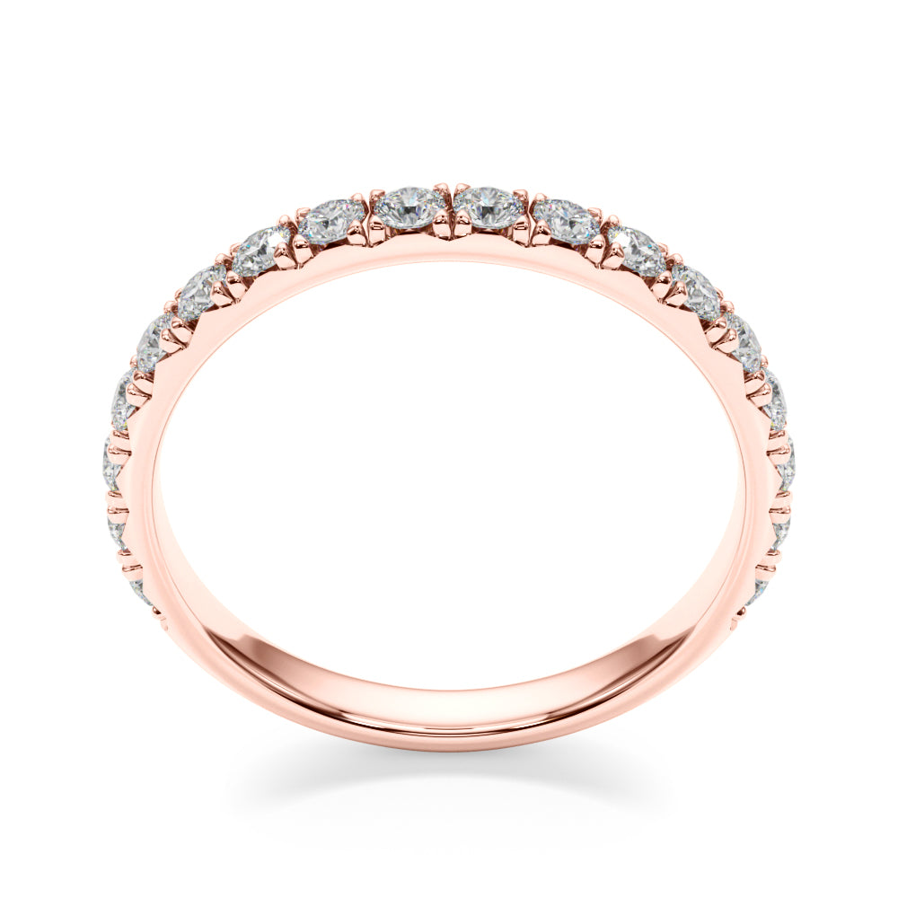 French-Cut Round Diamond Half Eternity Ring in Gold & Platinum