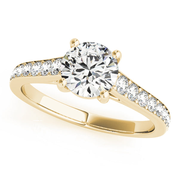 Solitaire Round Cut Moissanite Halo Engagement Ring in 9K Yellow Gold